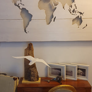 Seagull Lamp with Wooden Support