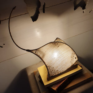 Stingray Lamp with Wooden Base