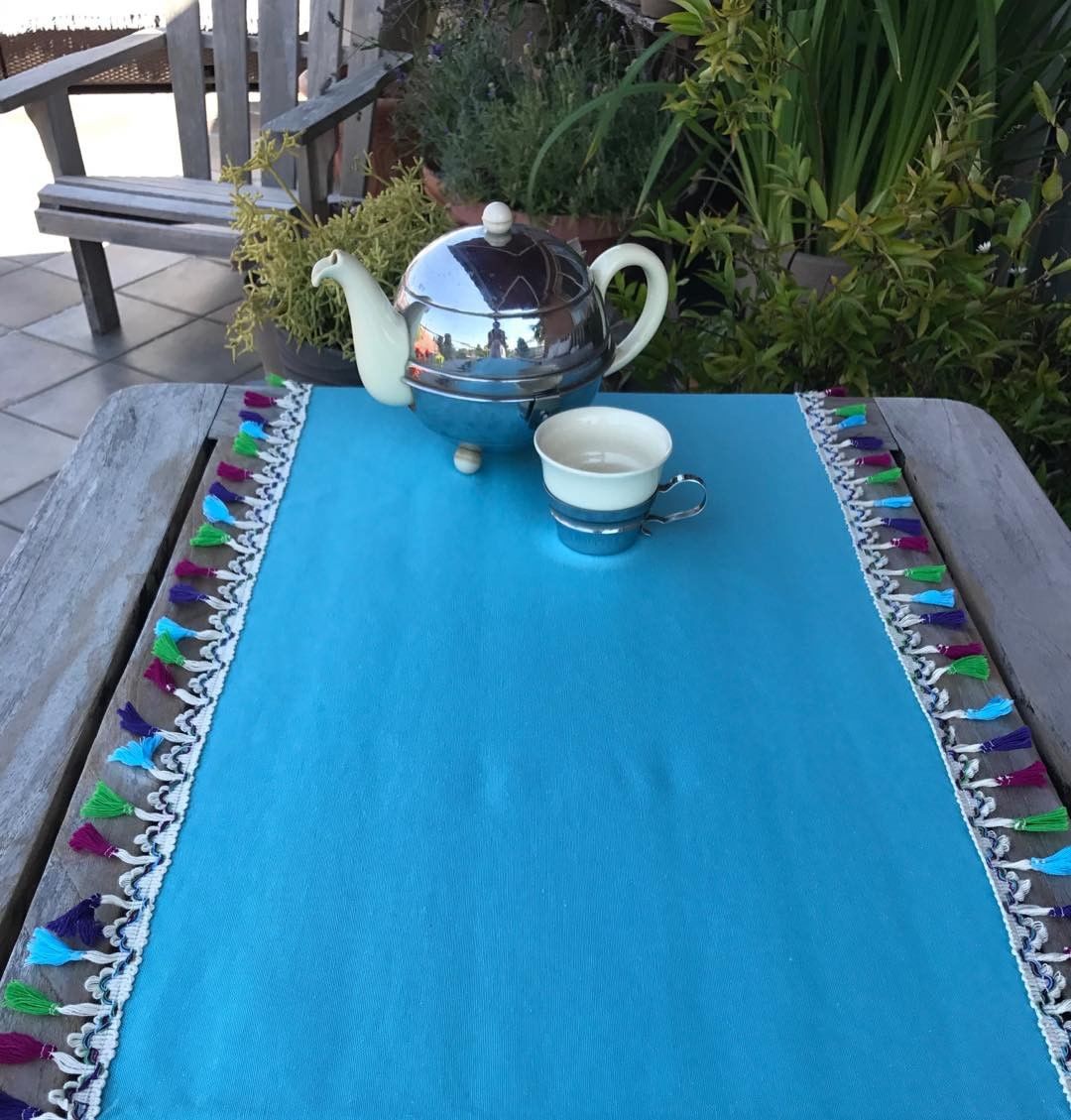 Table Runner with Colored Tassels