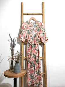 BURNOUT FLAMINGO Chiffon Kimono