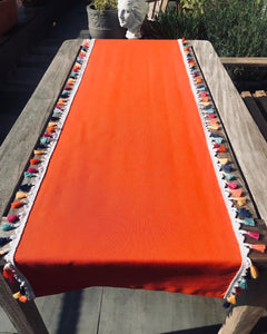 Table Runner with Colored Tassels