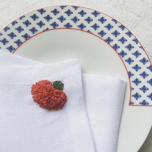 Set of 4 Linen Napkins with Hand-Crochet Detail