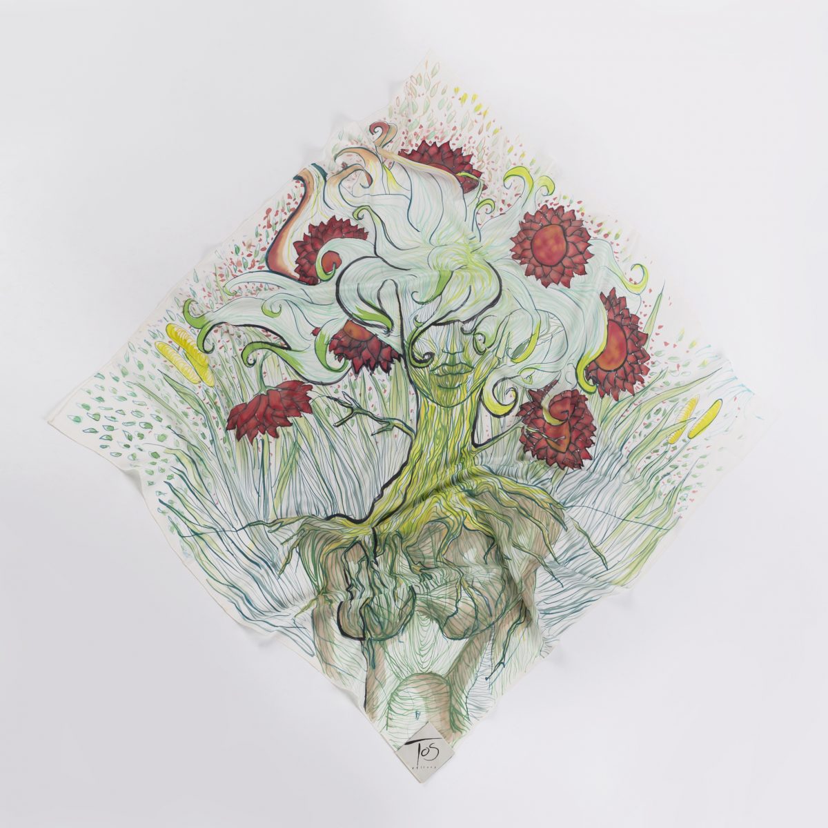Hand-Painted FLORA Art Scarf