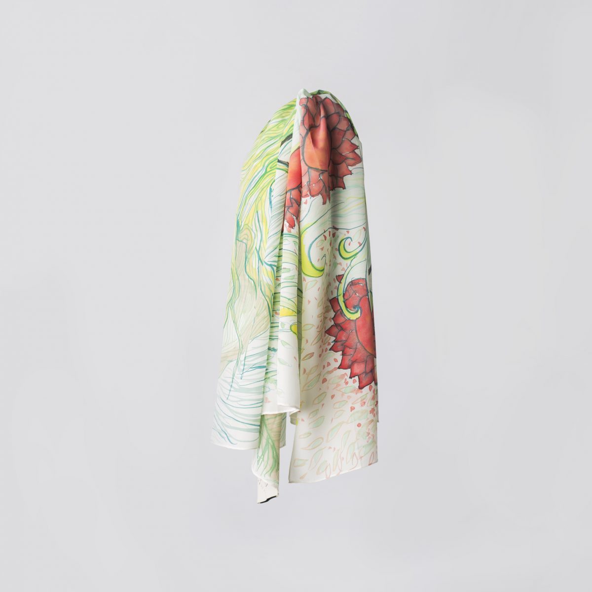 Hand-Painted FLORA Art Scarf