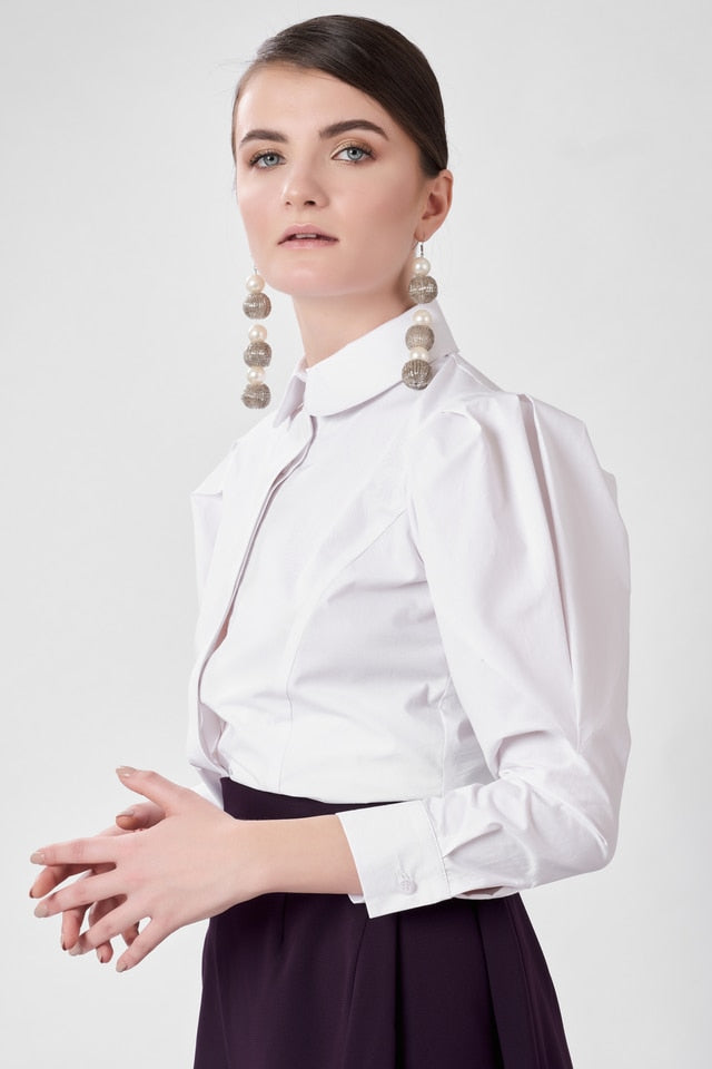 Poplin Shirt with Puffy Sleeves