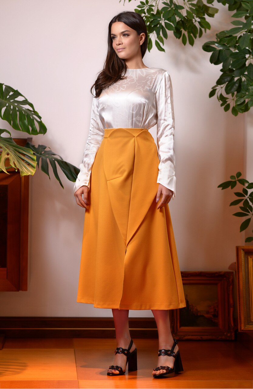 Midi Skirt with Front Panels