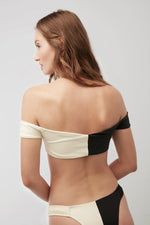 Load image into Gallery viewer, Black &amp; White VIOLA Off-Shoulder Bikini
