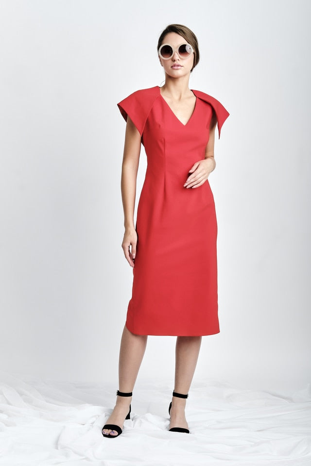 Midi Dress with Structural Back