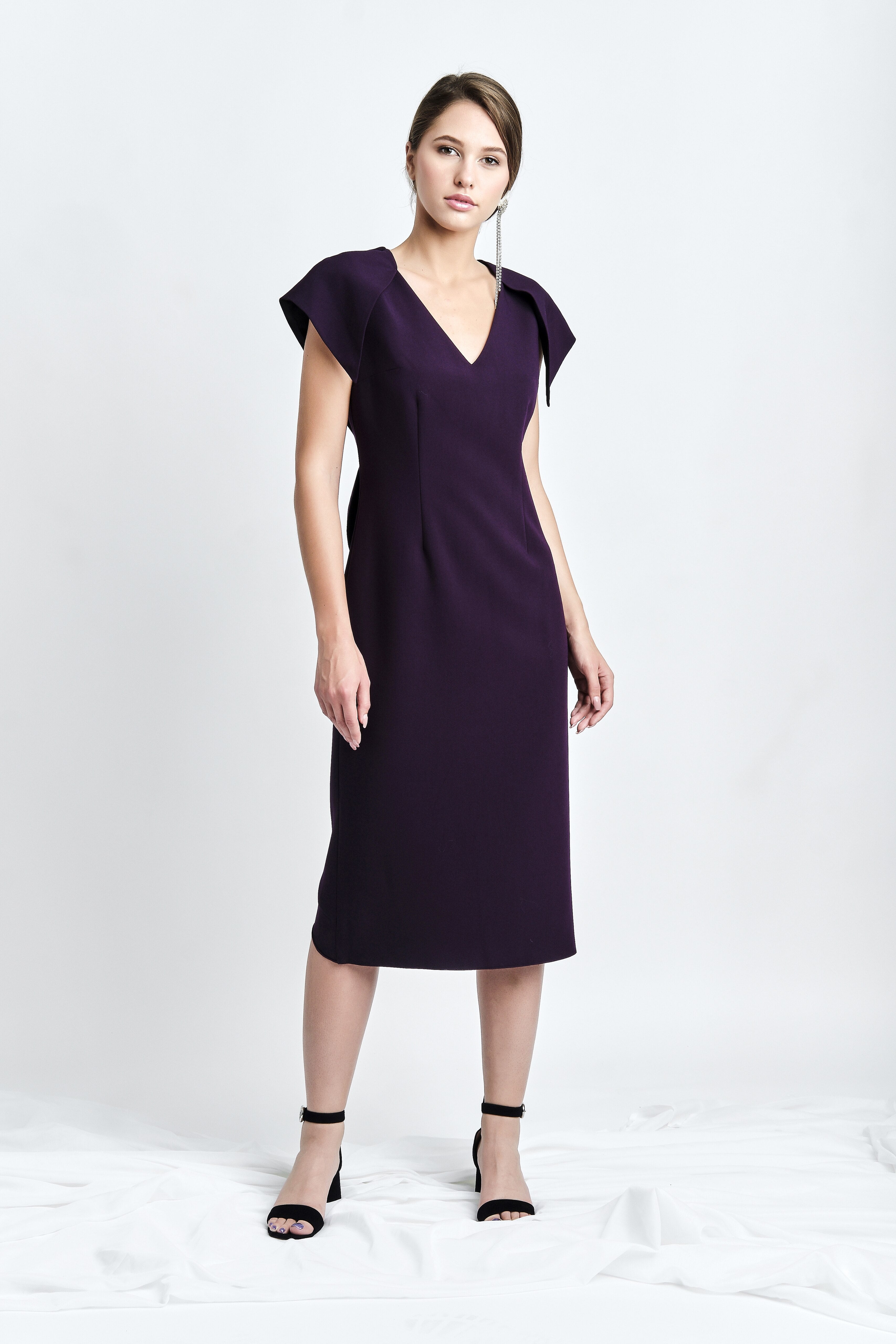 Midi Dress with Structural Back