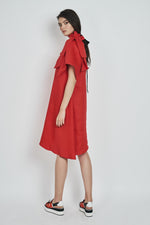 Load image into Gallery viewer, One-Shoulder Linen Bow Dress
