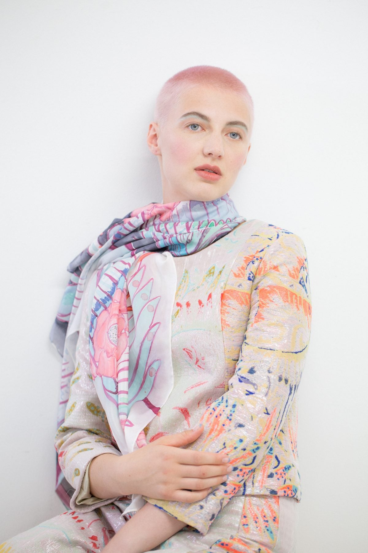 Hand-Painted PHOENIX FLORA Art Scarf