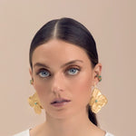 Load image into Gallery viewer, Hydrangea Earrings with Raw Emerald
