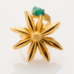 Load image into Gallery viewer, Star Anise Ring with Raw Emerald
