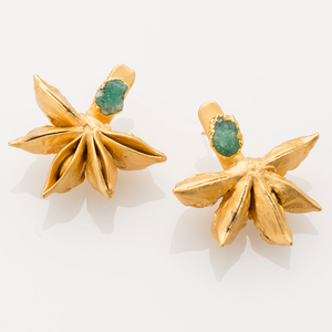 Star Anise Ear Jacket with Raw Emerald